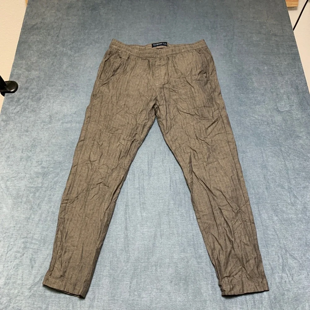 Abercrombie & Fitch Chino Pants Men Large Brown Herringbone Stretch Skinny Taper